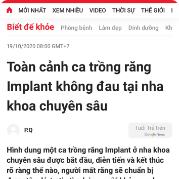 Báo chí nói gì về nha khoa Dr. Care Implant Clinic