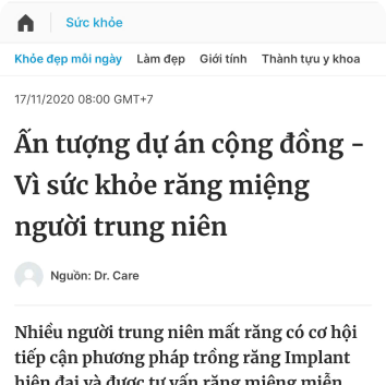 Báo chí nói gì về nha khoa Dr. Care Implant Clinic