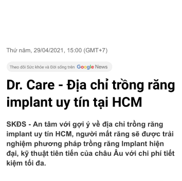 Báo chí nói gì về nha khoa Dr. Care Implant Clinic