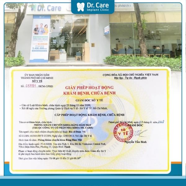 Dr. Care - Implant Clinic cam kết và đảm bảo dòng trụ Implant sử dụng tại nha khoa