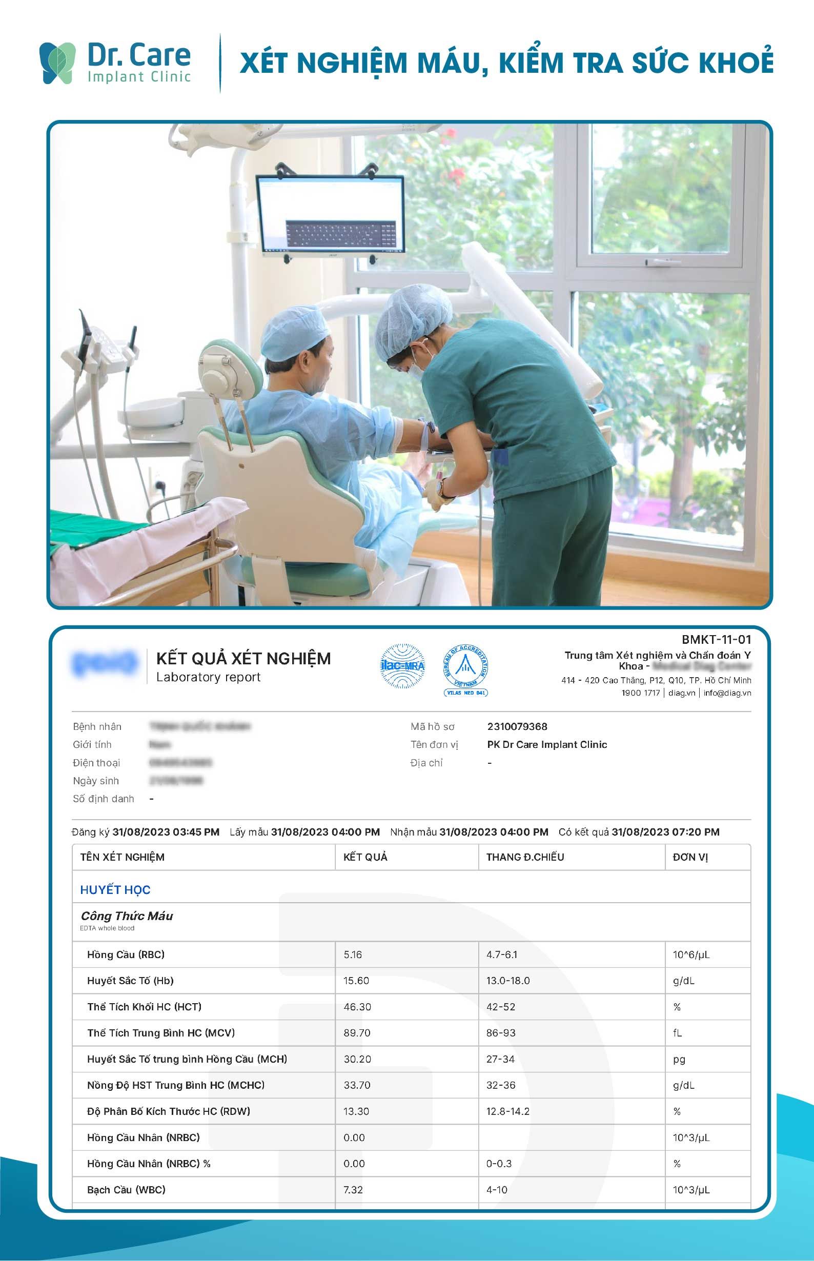 BƯỚC 5: XÉT NGHIỆM MÁU KIỂM TRA SỨC KHỎE