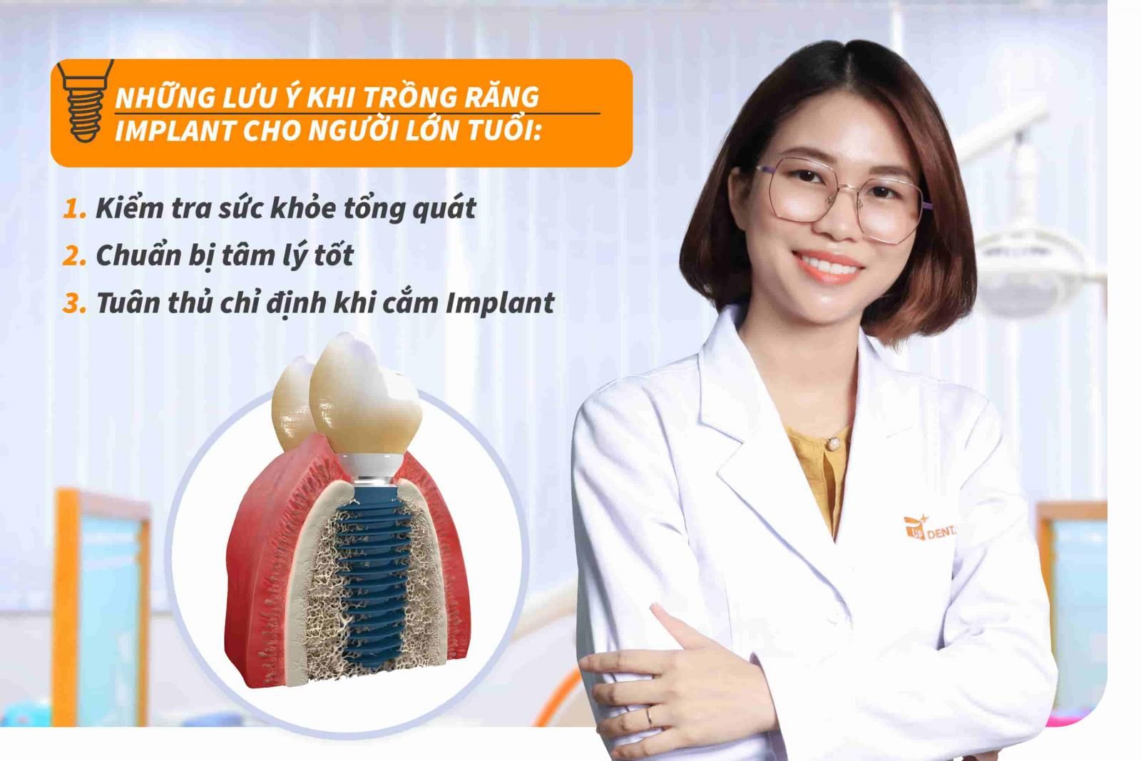 Những lưu ý khi trồng răng Implant cho người lớn tuổi