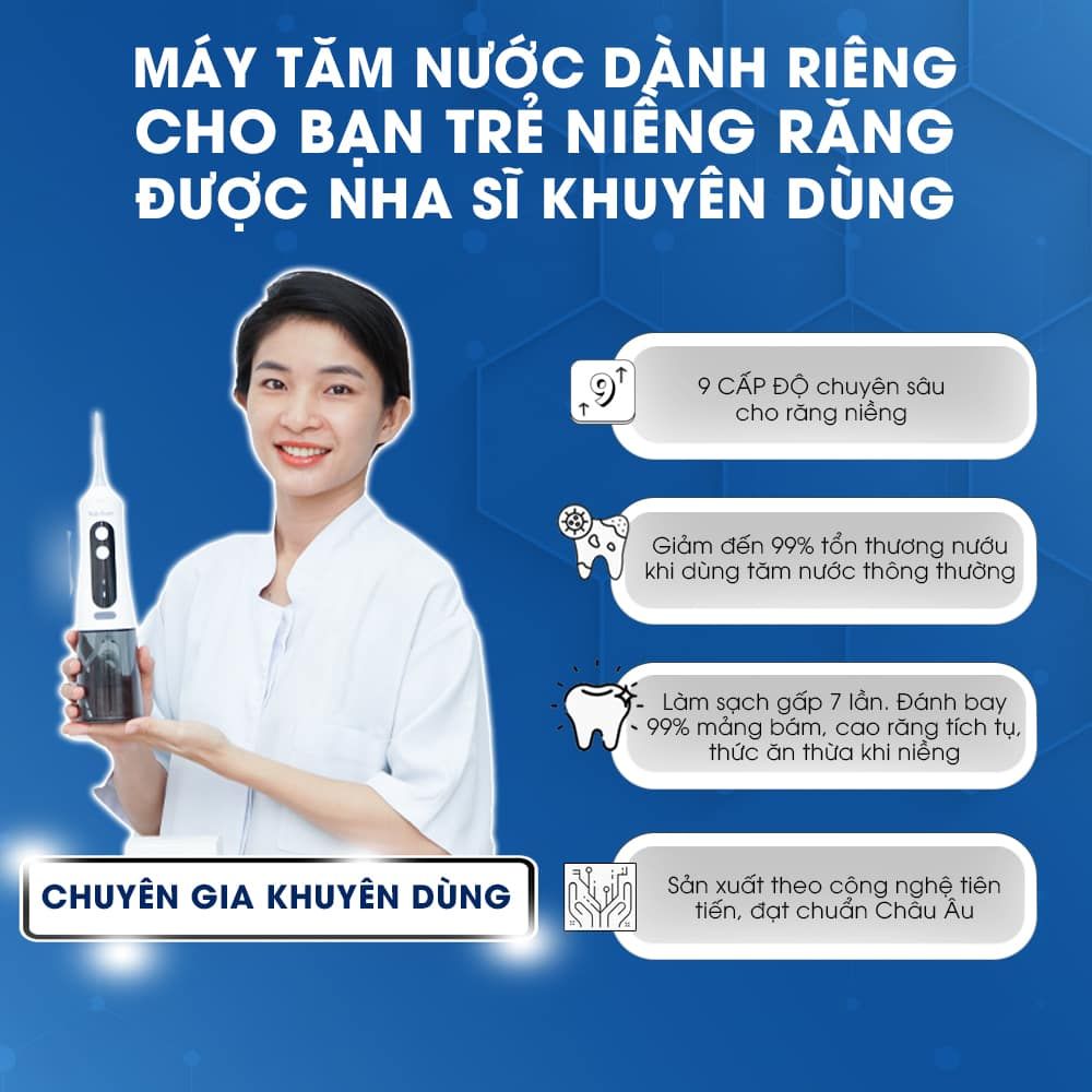 Review tăm nước WaterBeam được chuyên gia khuyên dùng để vệ sinh răng niềng