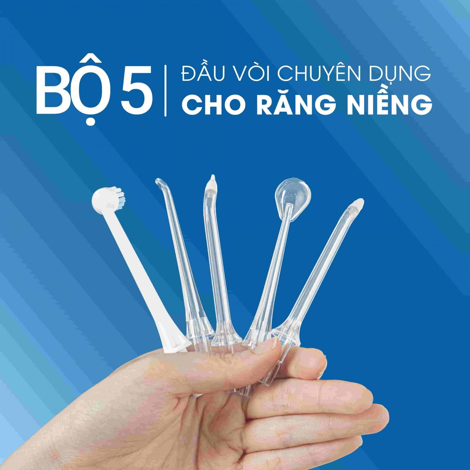 WaterBeam có 5 đầu vòi chuyên dụng cho răng niềng