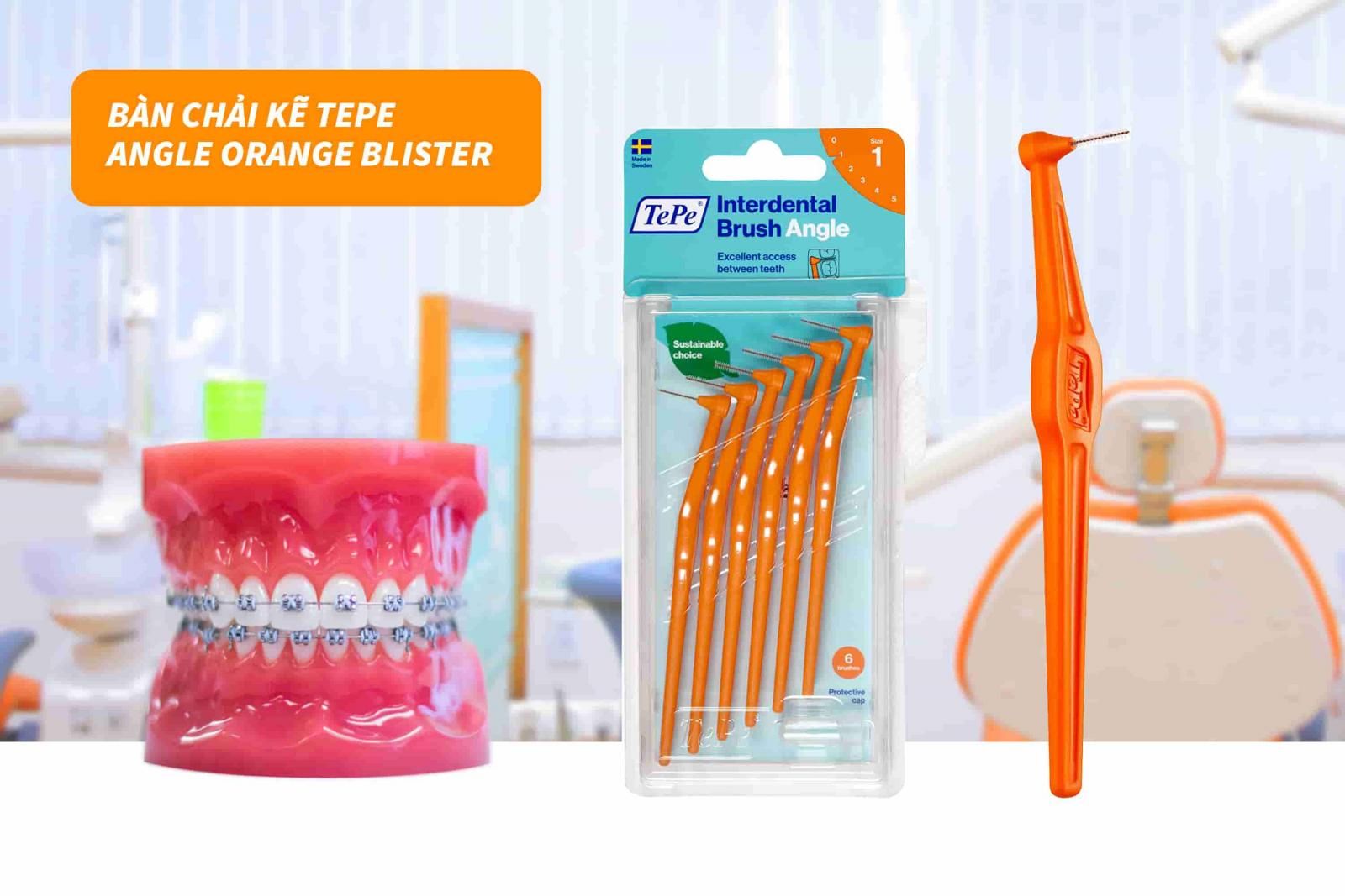 Bàn chải kẽ Tepe Angle Orange Blister