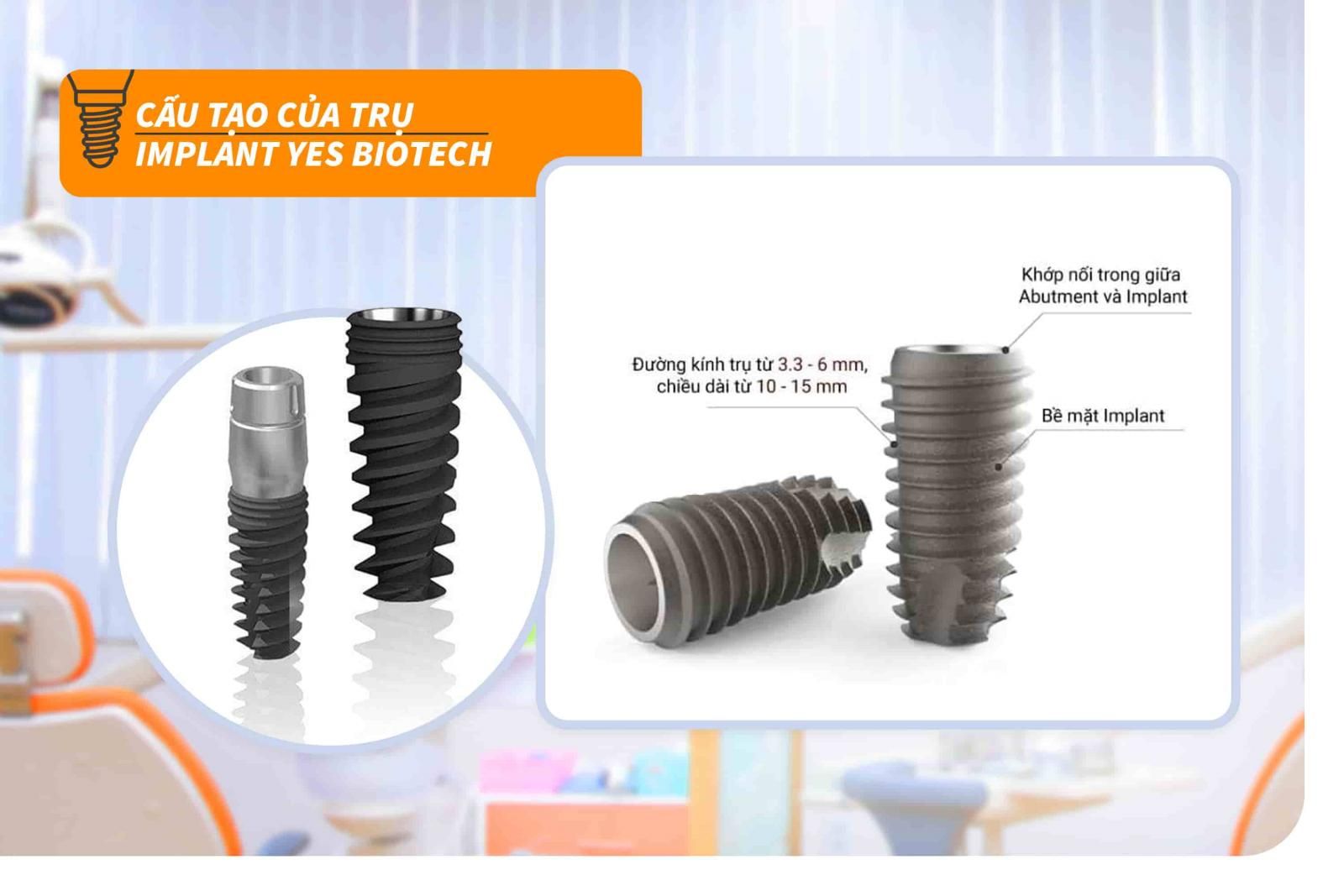 Cấu tạo của trụ Implant Yes Biotech