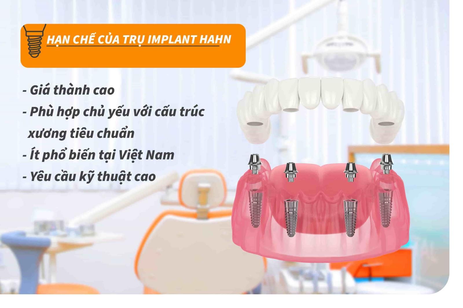 Hạn chế của trụ Implant Hahn