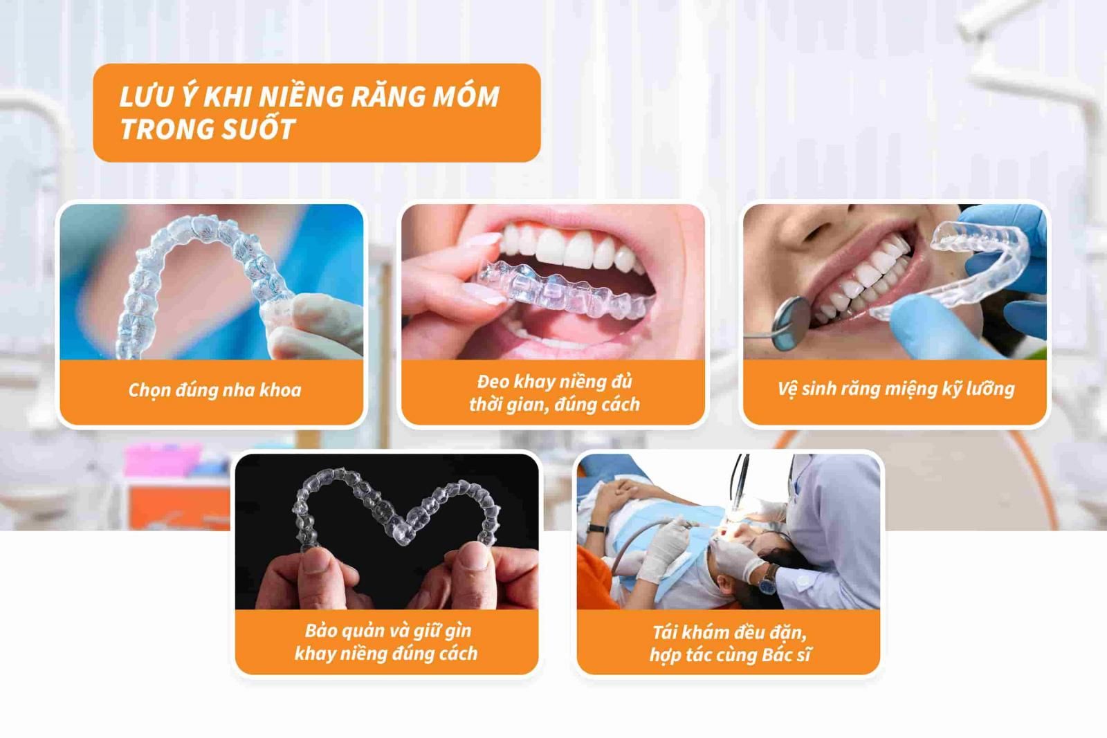 Lưu ý khi niềng răng móm trong suốt