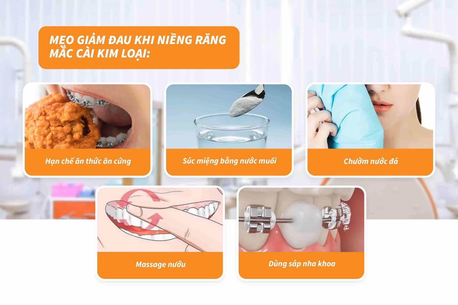 Mẹo giảm đau khi niềng răng mắc cài kim loại