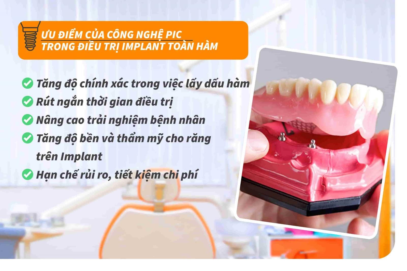 Ưu điểm của công nghệ PIC trong điều trị Implant toàn hàm  