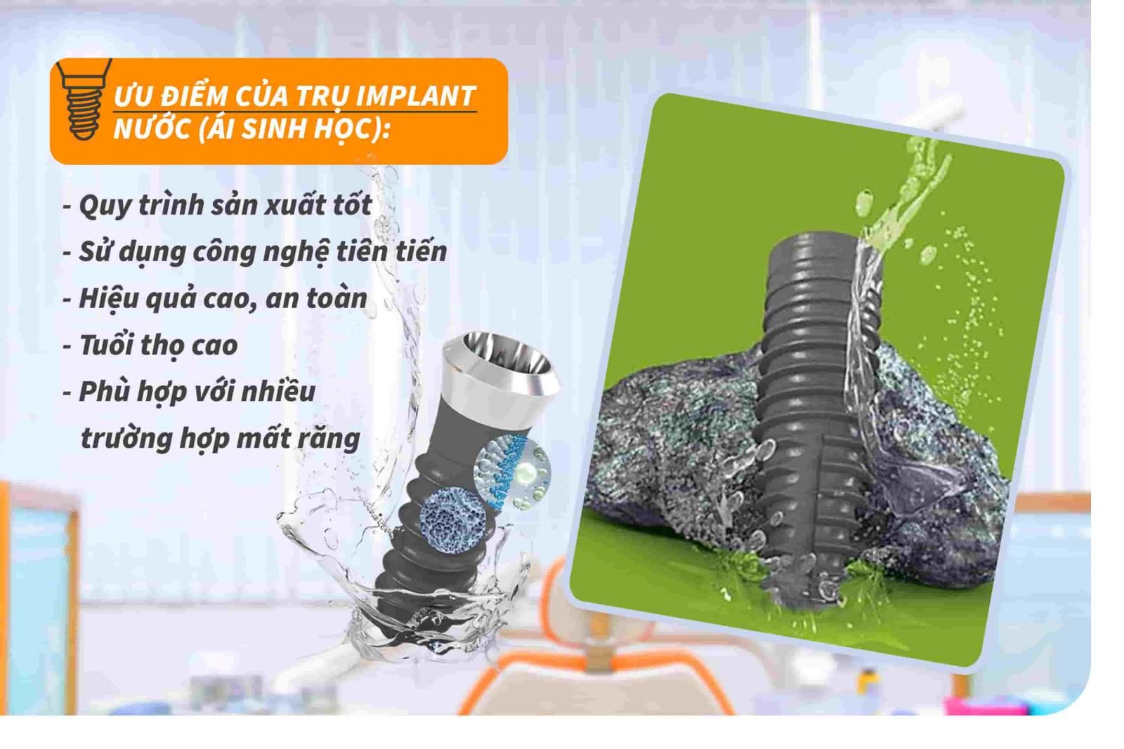 Ưu điểm của trụ Implant nước (Ái sinh học)