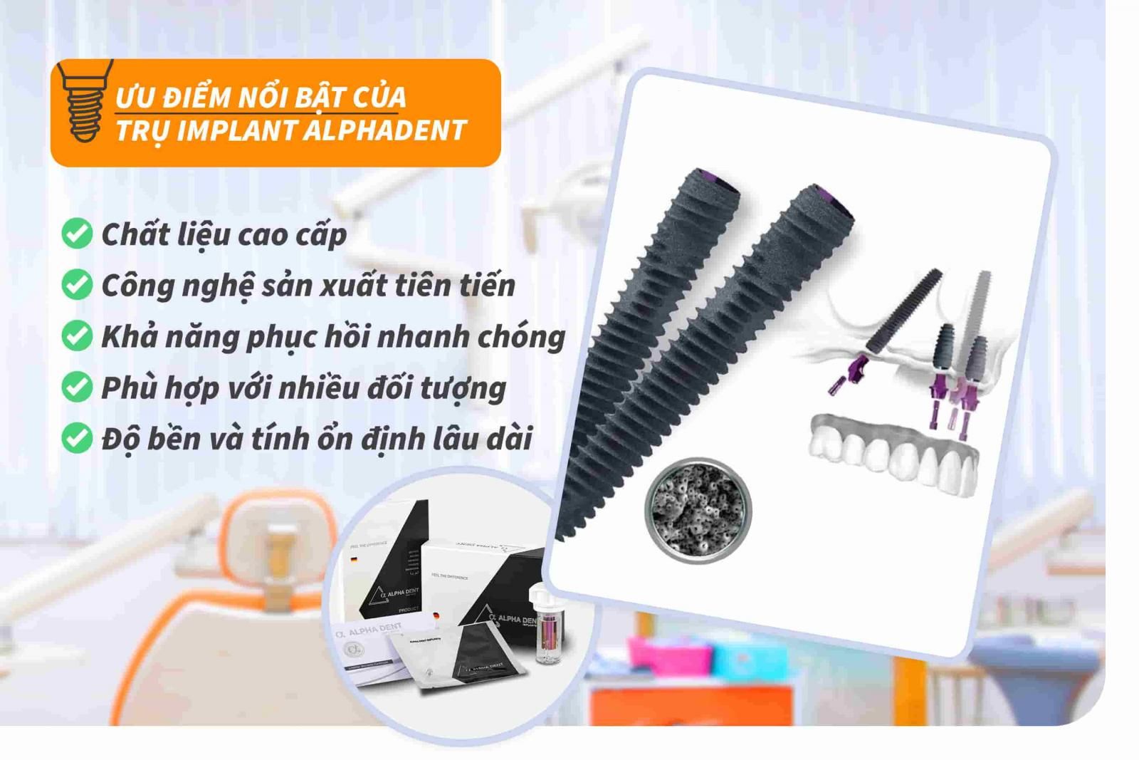 Ưu điểm của trụ Implant Alphadent