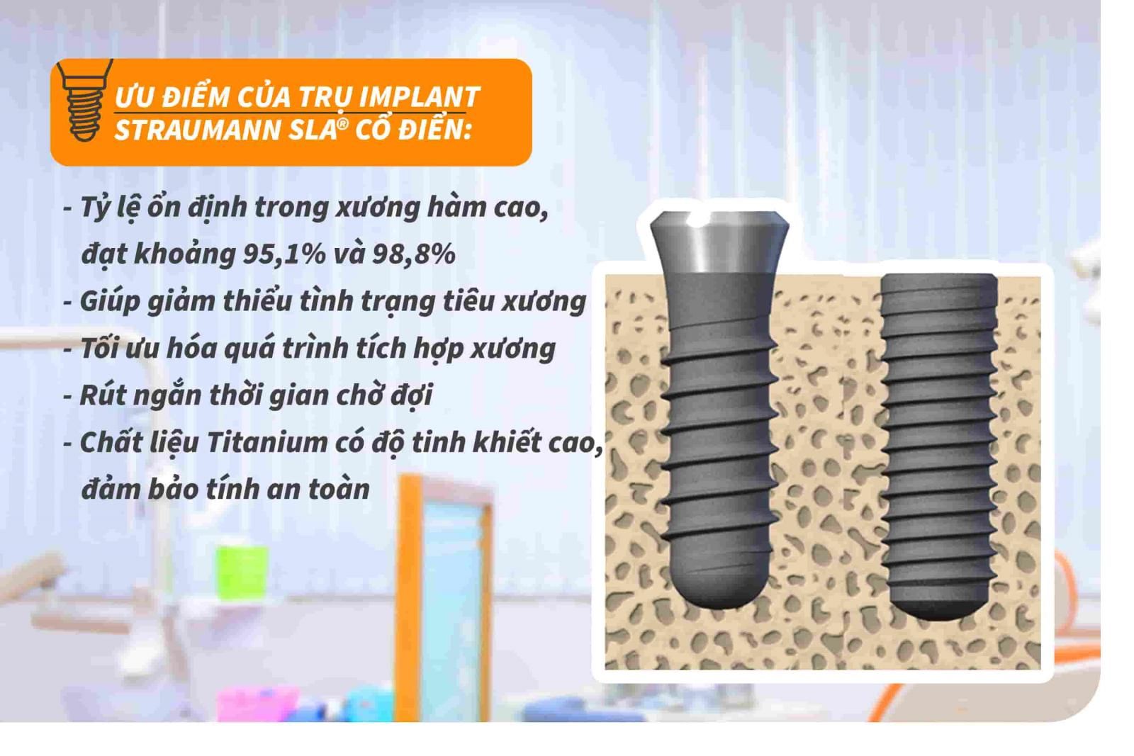 Ưu điểm của Trụ Implant Straumann SLA® cổ điển